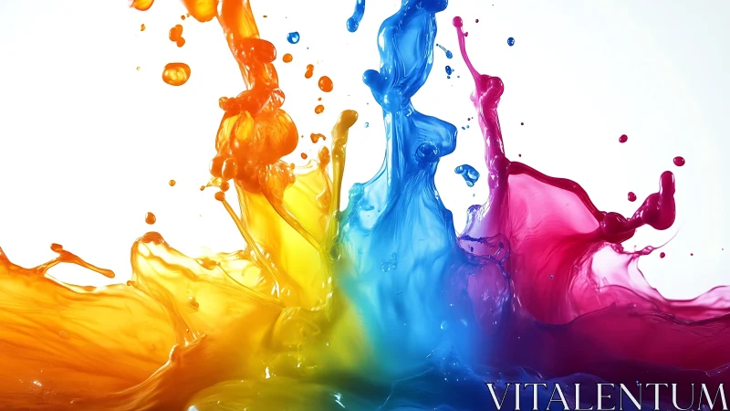 Liquid color splashes collide in vivid rainbow explosion