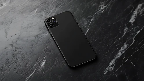 Midnight Silicon Dreams: Sleek Flagship Rests on Marble Canvas.