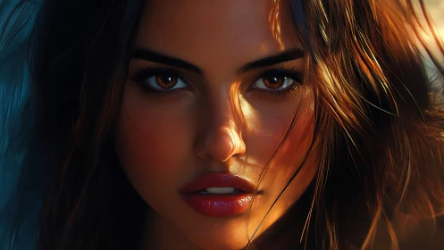 Sunlit stare carves molten amber into midnight eyes