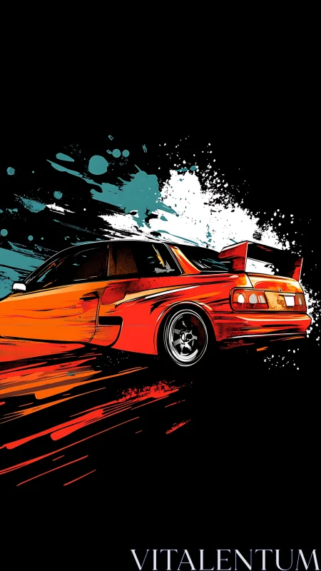 Vector drift coupe with dynamic splatter-motion treatment.