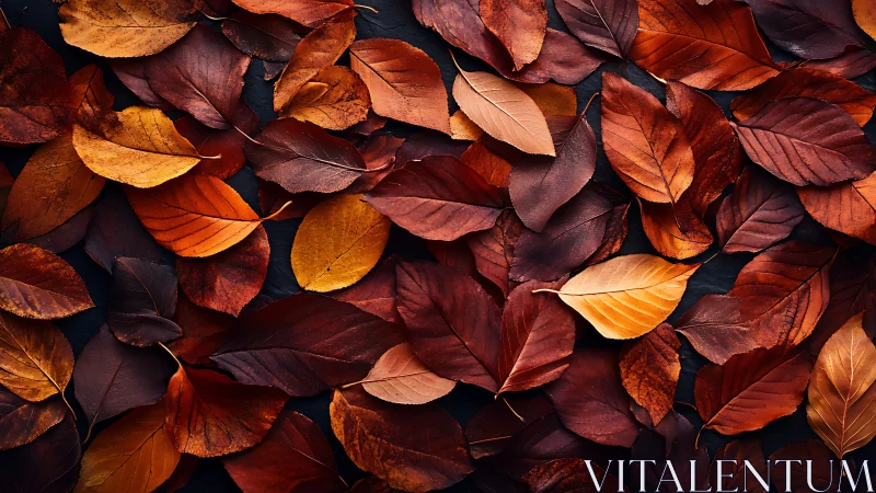 Crimson leaf mosaic spills autumn warmth across darkness.