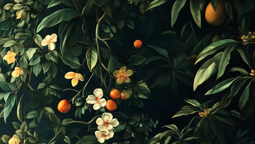 Citrus Abundance Dances Through Moonlit Foliage