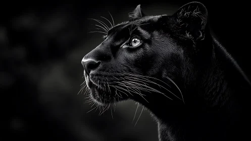 Midnight Panther's Piercing Gaze Captured in Monochrome Drama