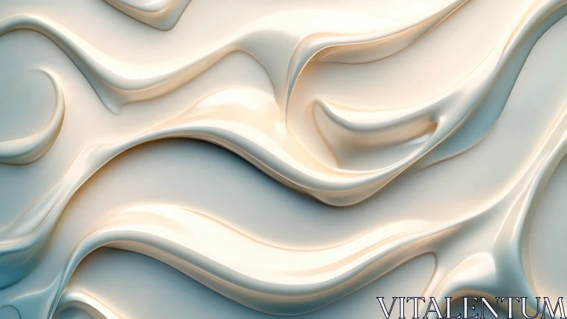 Creamy abstract 3D waves with smooth flowing contours.