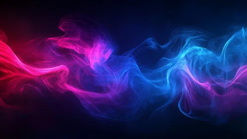 Dreamy pink and blue light trails swirling in the dark.