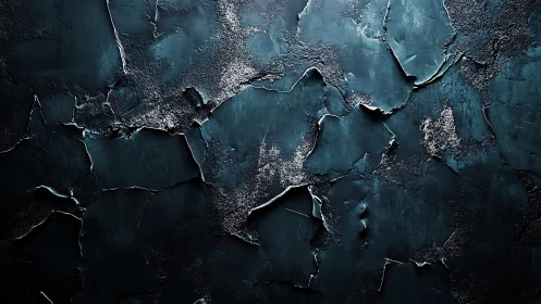 Dark teal cracked textured surface with peeling layers.