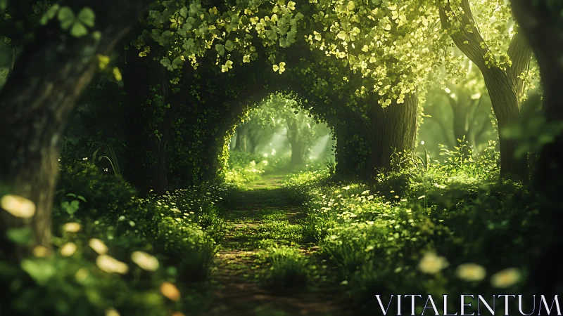 Emerald Tunnel of Light: Nature's Magical Green Cathedral.