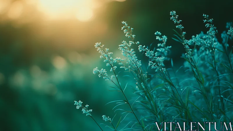 Backlit meadow inflorescences under shallow-depth optical focus.