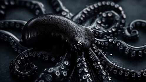 Midnight octopus curls its velvet tentacles in liquid shadow