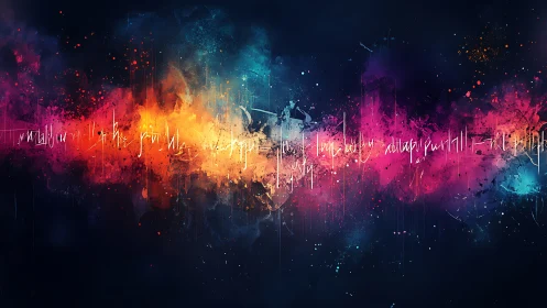 Glowing streak of color and light dancing across midnight space.