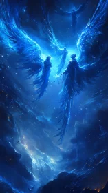 Luminous seraphic constructs in stratified nebular vortex field.