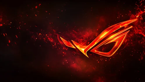 Fiery red gaming emblem blazes across a dark nebula backdrop