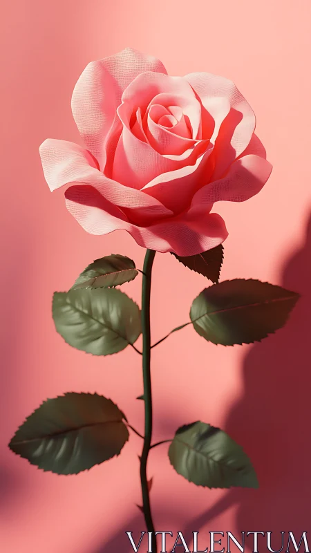 Coral-Pink Rose with Directional Illumination Against Gradient Background.