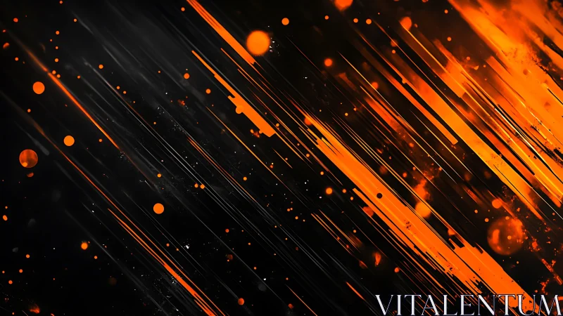 Diagonal orange streaks intersect dark ground in abstract image