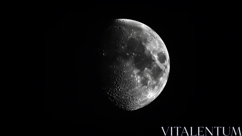 First quarter moon displays sharp crater detail in deep space