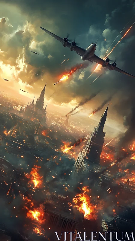 Bomber squadron ignites war-torn gothic city skyline