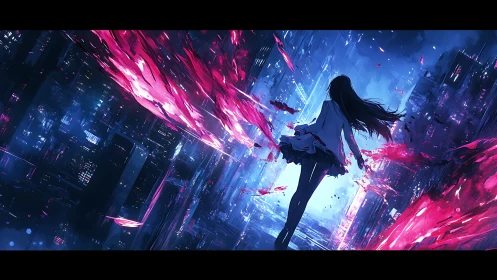 City-splitting skywalk lets a neon heroine rewrite gravity