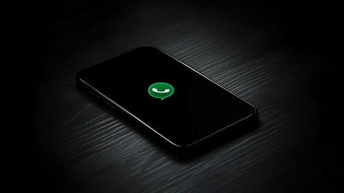 Smartphone Displaying Messaging Application on Textured Surface