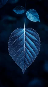 Moonlit leaf glows like a suspended blueprint of night