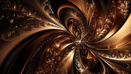 Radial golden-brown fractal bloom with high-frequency detailing.
