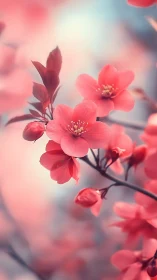 Pink Blossoms in Soft Sunlight.
