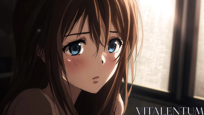 Soft morning light catches worried eyes in quiet hesitation