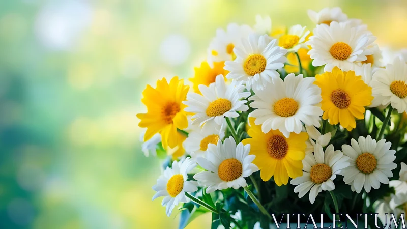 Cheerful Yellow and White Daisies in Blooming Spring Garden.