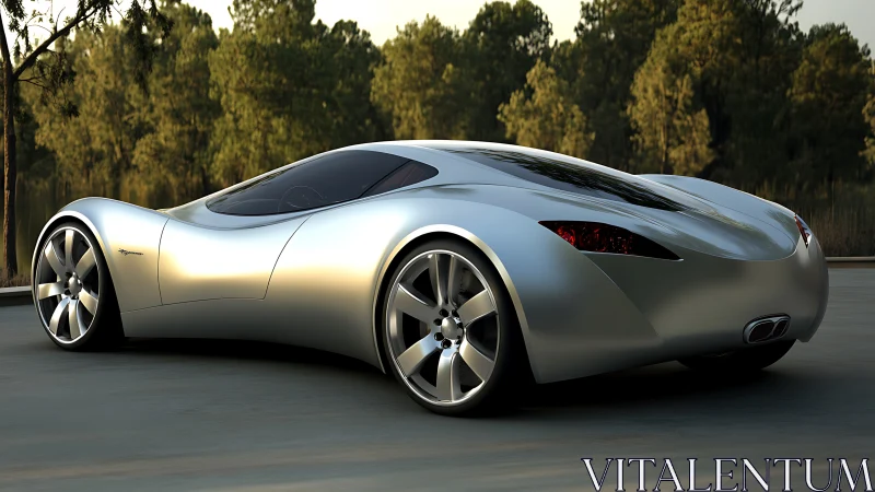Futuristic silver concept coupe emphasizes fluid aerodynamics and stance