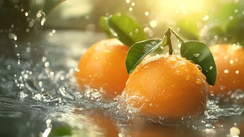 Sunlit citrus splash where oranges practice joyful swimming.