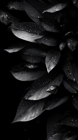 Glistening leaves in gentle monochrome invite quiet reflection
