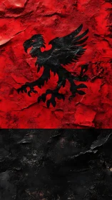 Griffin sigil clawing through cracked red and black stone.