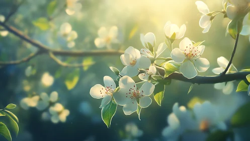 Spring Blossoms Backlit Through Luminous Haze.