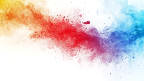 Tricolor pigment dispersion across white digital canvas.