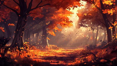 Autumn's Golden Gateway Through the Forest.