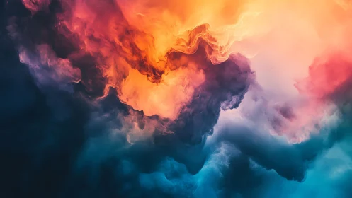 Nebula-hearted clouds ignite a swirling sky of fire and mist