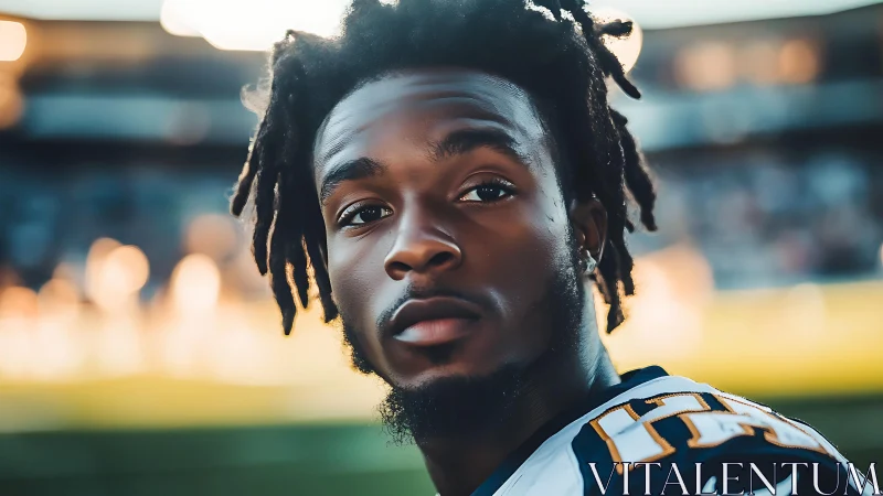 Game day calm rests on a young athlete’s thoughtful gaze