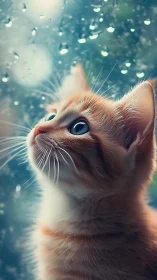 Celestial Whiskers: A Feline's Dreamy Gaze Skyward.