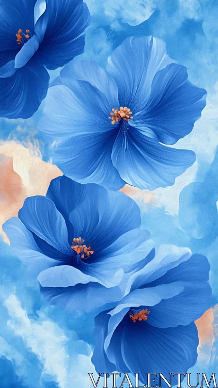 Blue Cosmos Blooms: Ethereal Petaled Symphony.