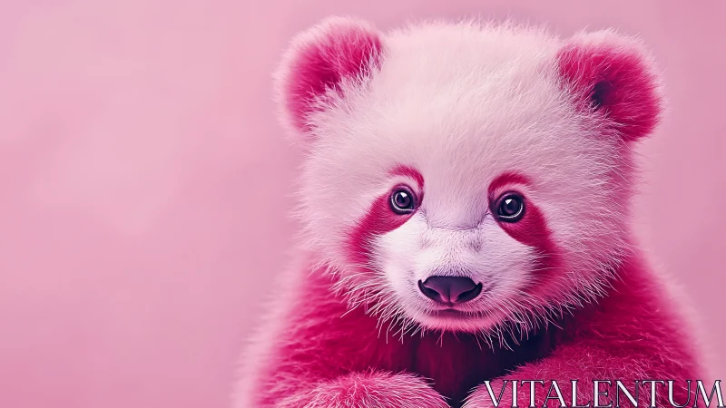 Soft pink baby panda gazes warmly with gentle curiosity