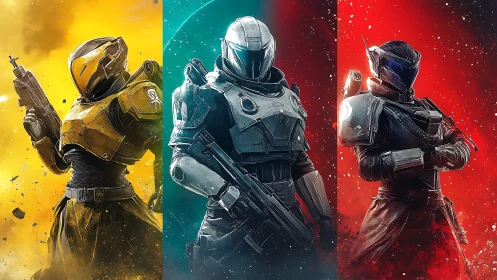 Triadic exo-armor operators in chromatic combat strata.