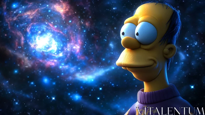 3D cosmic character portrait with luminous nebular backdrop.