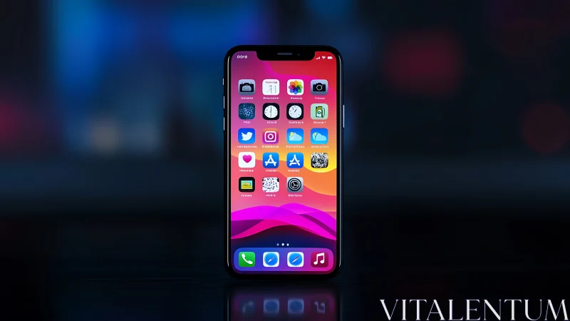 iPhone display showing home screen interface with application icons and status indicators