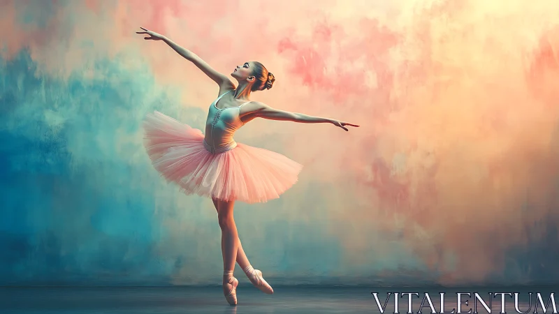 Digital ballet &eacute;tude with atmospheric gradient light rendering.