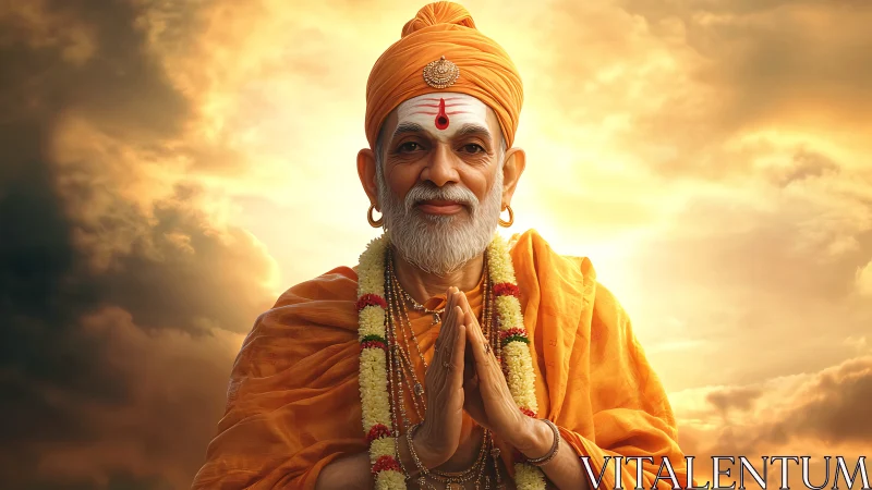 Monk portrait uses warm rim lighting and high dynamic contrast