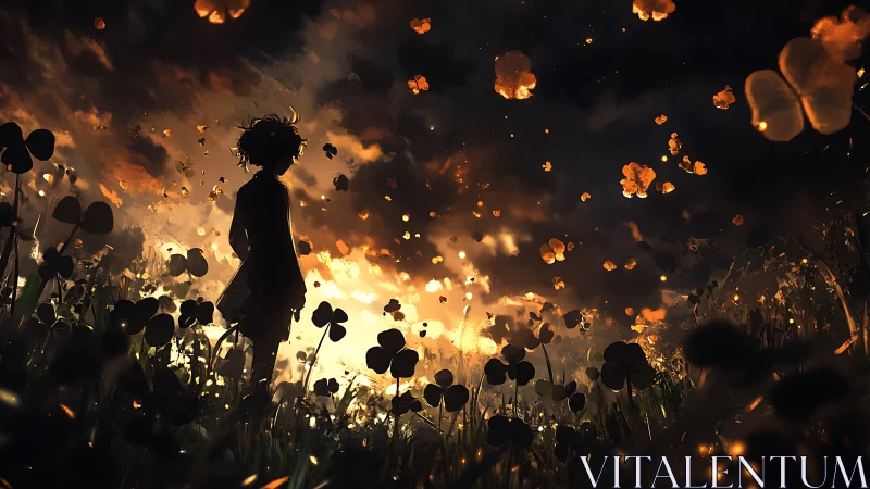 Glowing twilight meadow welcomes a quiet, wondering dreamer