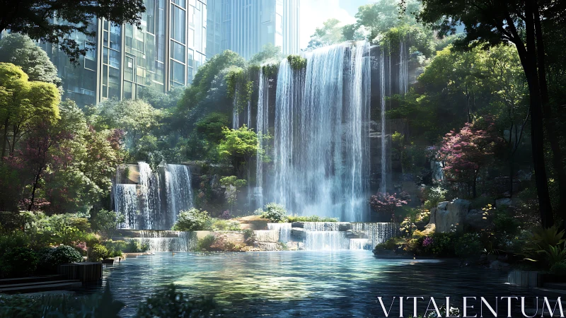 Urban Waterfall With Integrated Architecture.