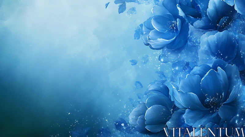 Dimensional Blue Peonies with Particle Light Dispersion Effects