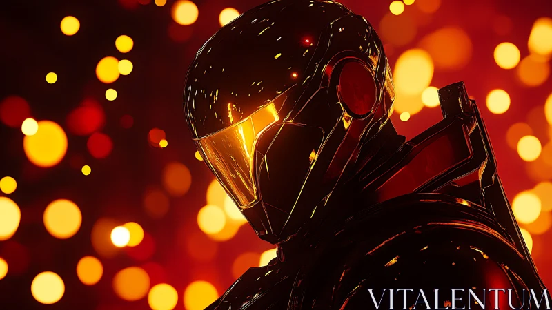 Cybernetic soldier portrait with high-gloss armor rendering.