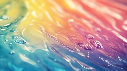 Iridescent water surface glows with neon gradient light.