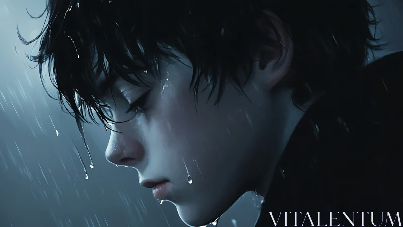 Quiet rainy night portrait of a thoughtful young soul.